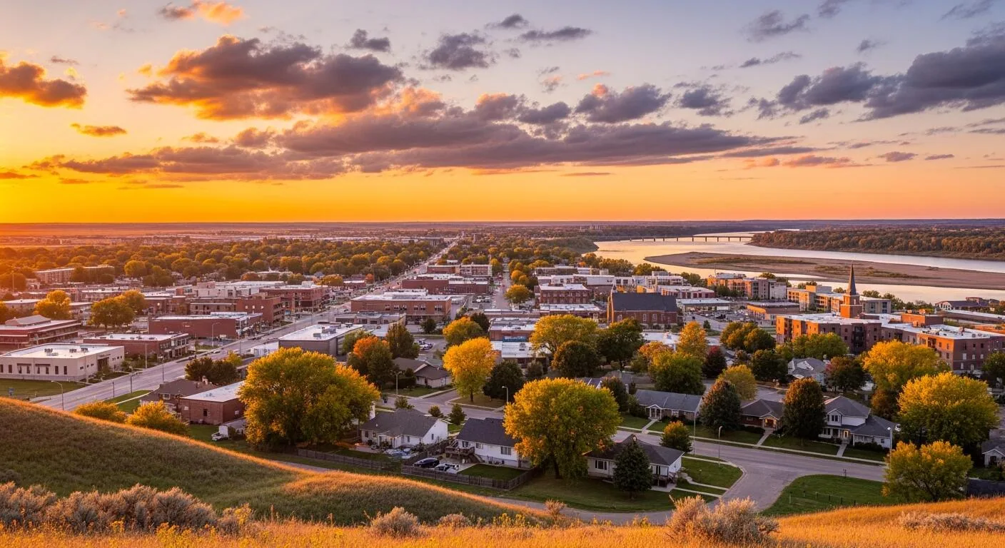 Bellevue and the Missouri River at sunset