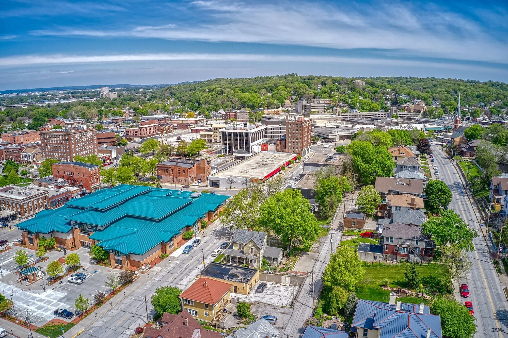Aerial view of downtown Council Bluffs