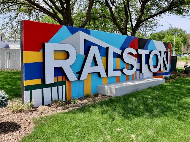 Colorful Ralston welcome sign