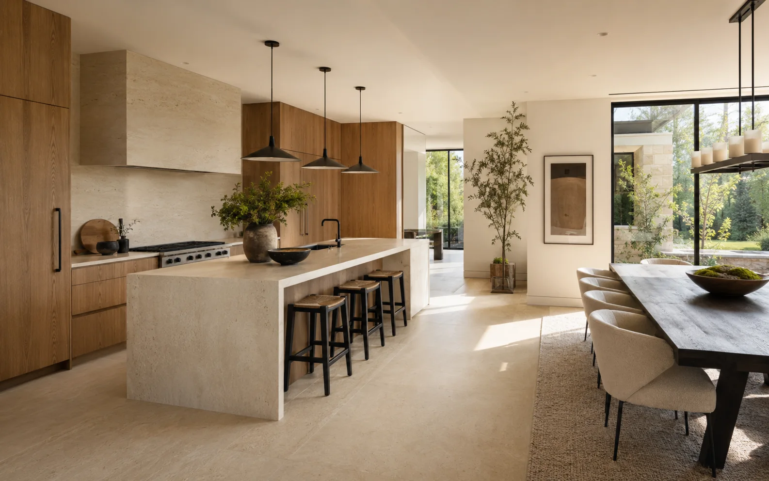Warm oak and cream luxury kitchen
